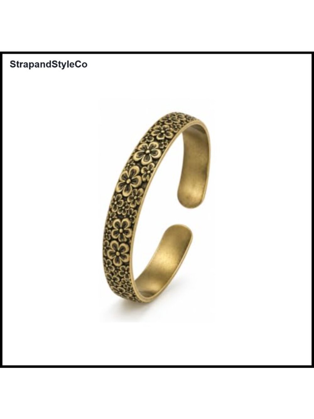 Vintage Floral Engraved Copper Cuff Bangle Bracelet Adjustable Gift for Women